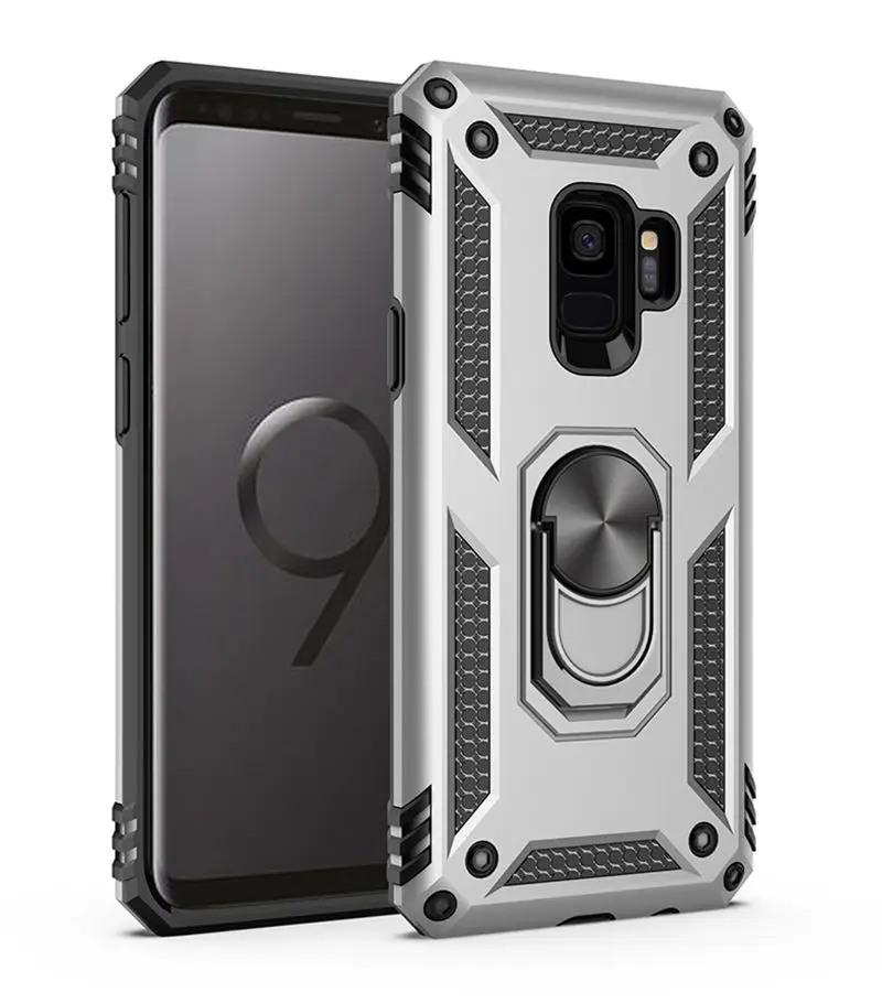 Silver Противоударный чехол для samsung Galaxy S9 S8 S10 Plus Note 9 8 A50 A70 A40 Note8 с подставкой-держателем в виде кольца крышка samsung S9Plus чехол S10Plus - Цвет: Silver