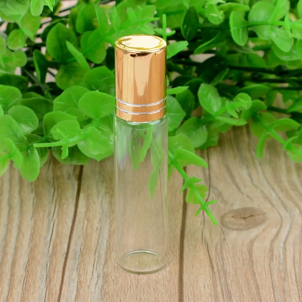 10ml gold 10 мл дорожный прозрачный ролик многоразового использования эфирного масла в рулоне, стеклянный флакон для духов, Бальзамы для губ, рулон на бутылках - Цвет: 10ml gold