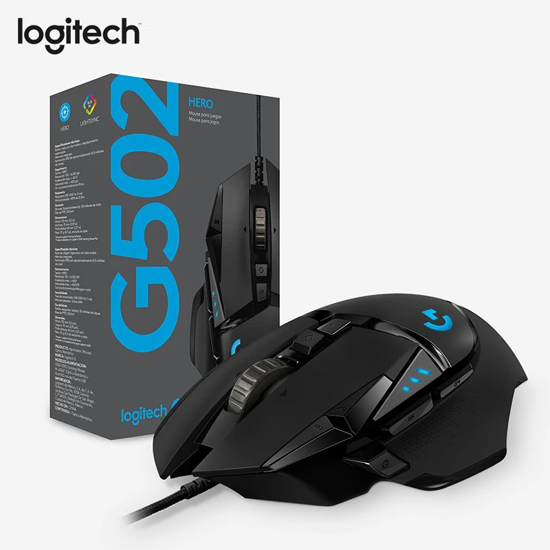 Игровая мышь с подсветкой, RGB, программируемым датчиком HERO 16000 dpi, настраиваемая для онлайн-игр MOBA