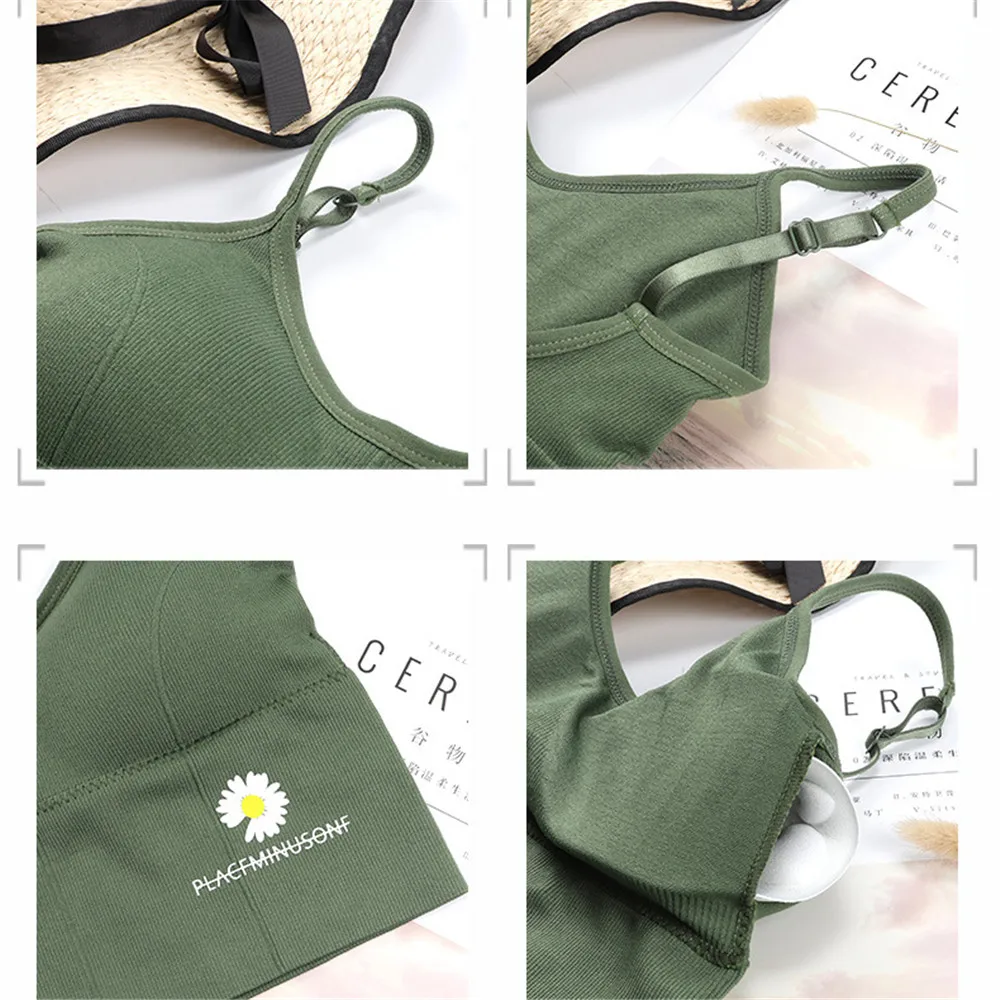 

Cute Daisy Bra Crop Top Girls Student School College Removable Massage Padded Push Up Bra Cozy Vest Soft Relief Sore Breasts