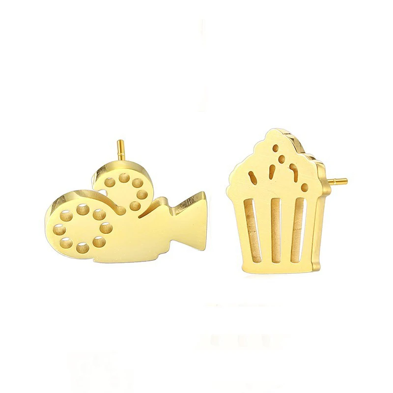 RIR из нержавеющей стали попкорн серьги гвоздики ювелирные изделия кинорежиссер