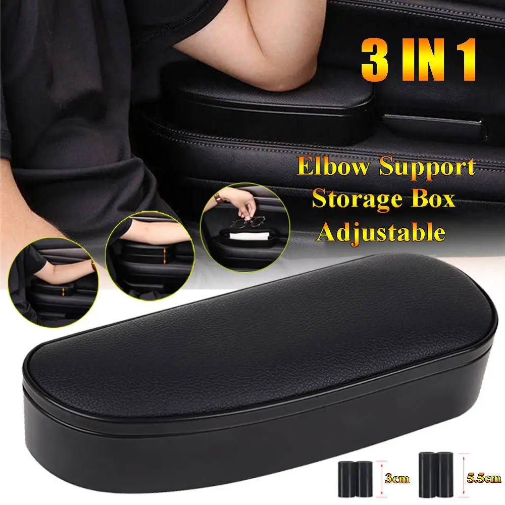 

3 in 1 Anti Slip Mat Storage box Adjustable Car Elbow Support Left Hand Armrest Support Anti-fatigue For Travel Rest Support