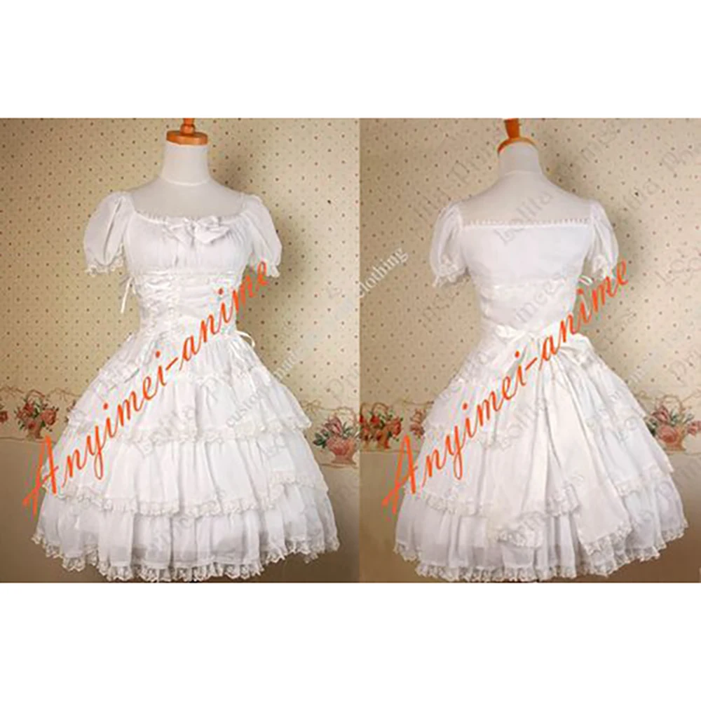 

fondcosplay Gothic Lolita Punk Sweet Fashion silk White Chiffon Dress Cosplay Costume Tailor-Made[CK1316]