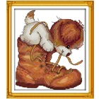 Набор для вышивания крестиком собаки и обуви с изображением животных 18ct 14ct 11ct, хлопковая вышивка с принтом, ручная работа, рукоделие