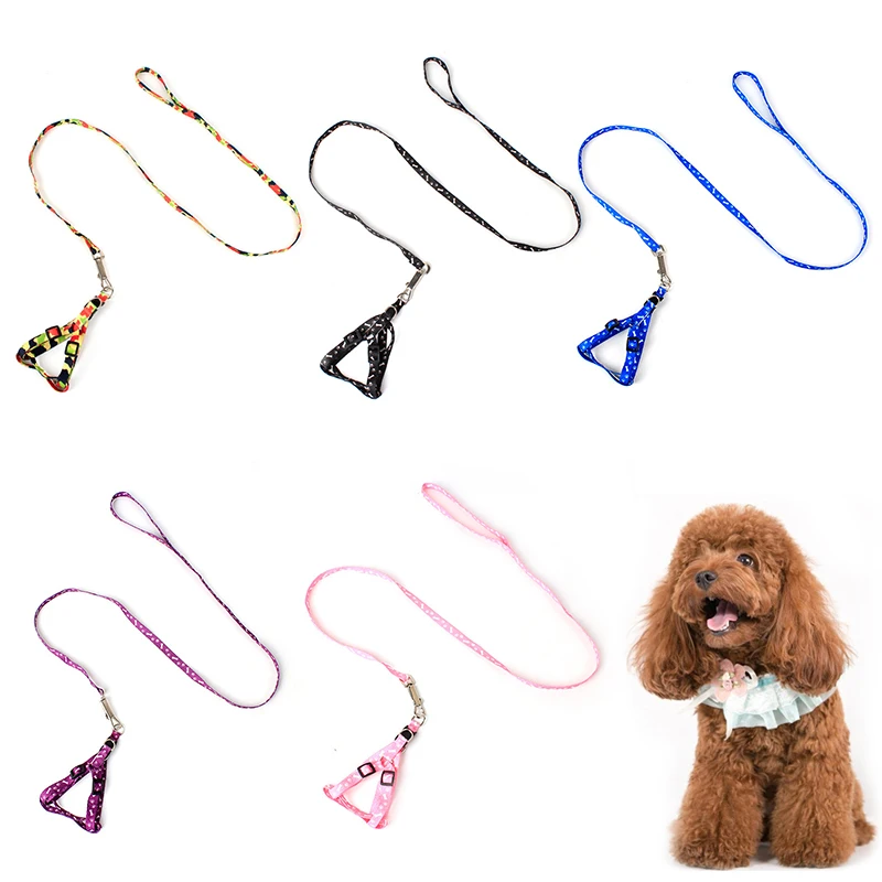 

Pet adjustable traction rope small pet polyester printed rope harness collar pet traction car seat belt outdoor dog walking rope