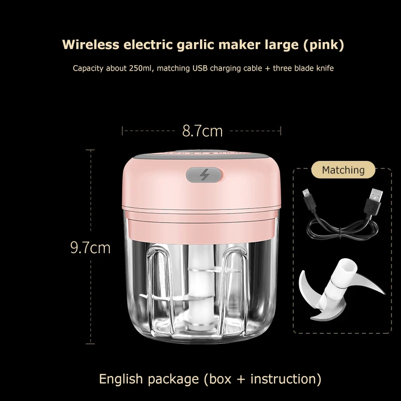 

Electric Wireless Chopper Garlic Masher Meat Grinder Durable Mini Food Garlic Maker USB Charging Kitchen Crusher Chopper