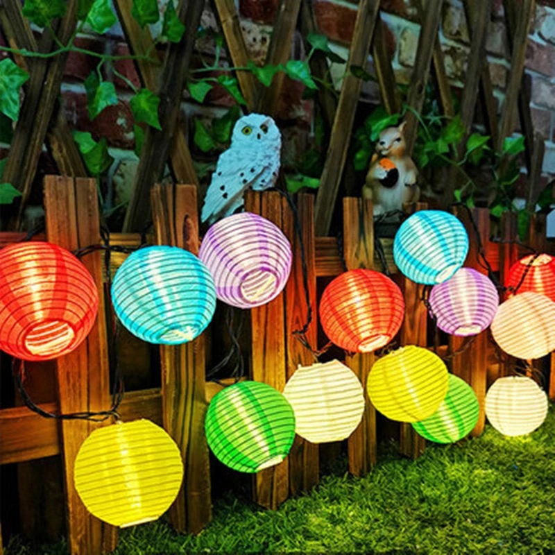 

Outdoor Garden Patio Solar Lantern String Light 20/30 Party Halloween Christmas Lantern Ball Solar Hanging Garland