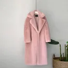 Новинка 2021, Женское зимнее теплое пальто из искусственного меха, толстое женское длинное пальто, женское теплое пальто с отложным воротником и поясом, Casaco Feminino
