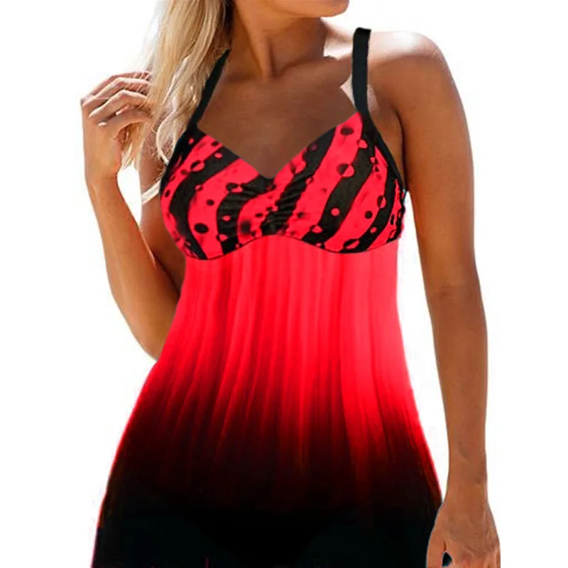 Новинка 2020 купальник 8XL пляжная одежда Tankinis в горошек с лямкой на шее градиентные