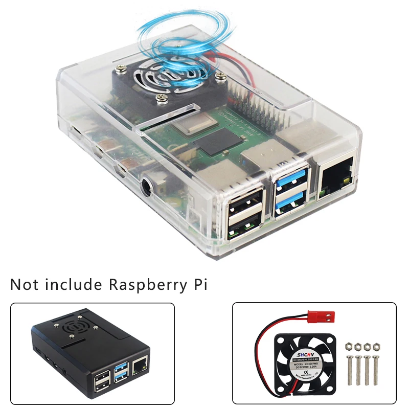 Чехол Raspberry Pi 4 из АБС-пластика съемный чехол GPIO прозрачный черный корпус