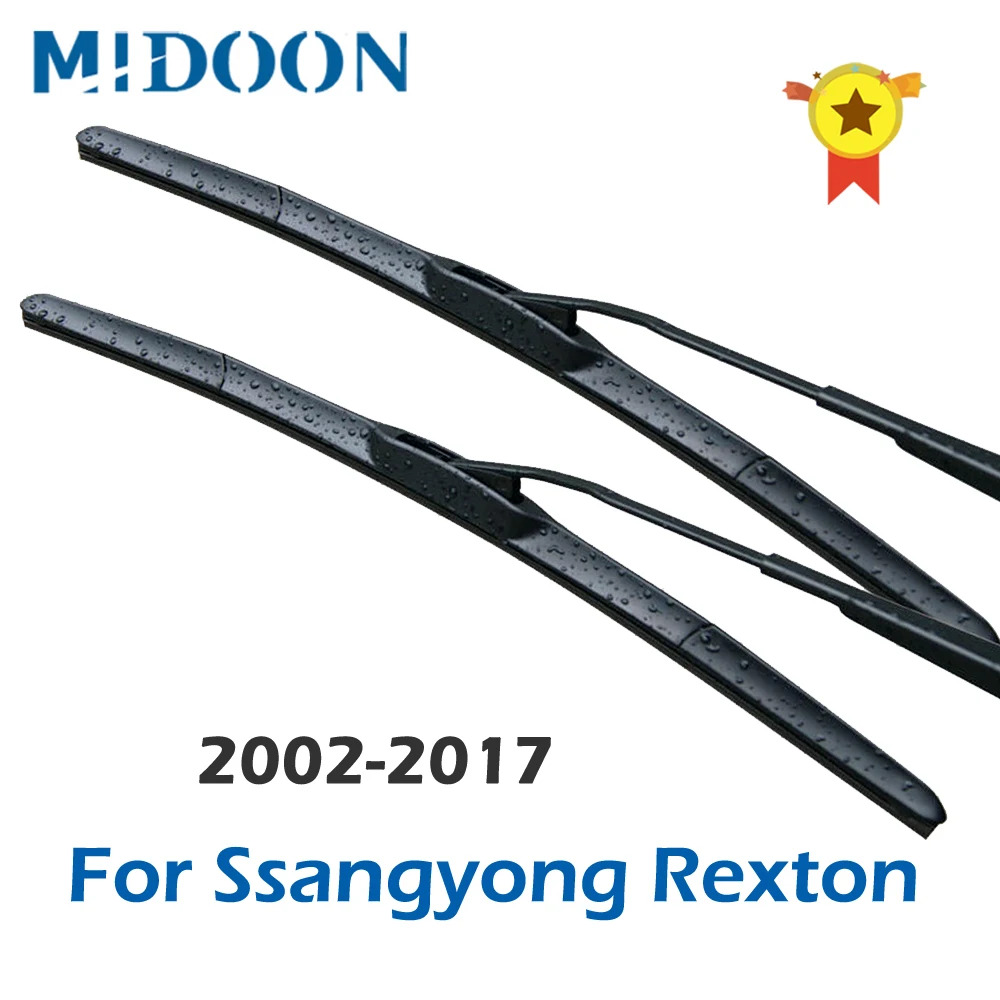 MIDOON гибридные щетки стеклоочистителя для Ssangyong Rexton Fit Hook Arms модель года с 2002 по 2017 |