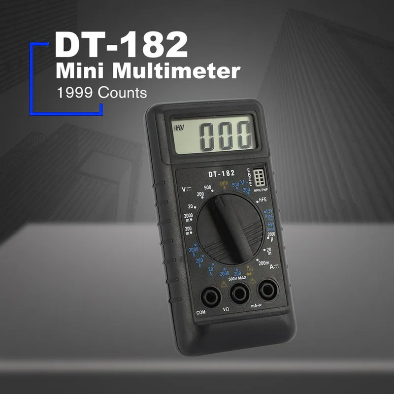 Цифровой мультиметр DT182 с измерительными щупами карманный портативный
