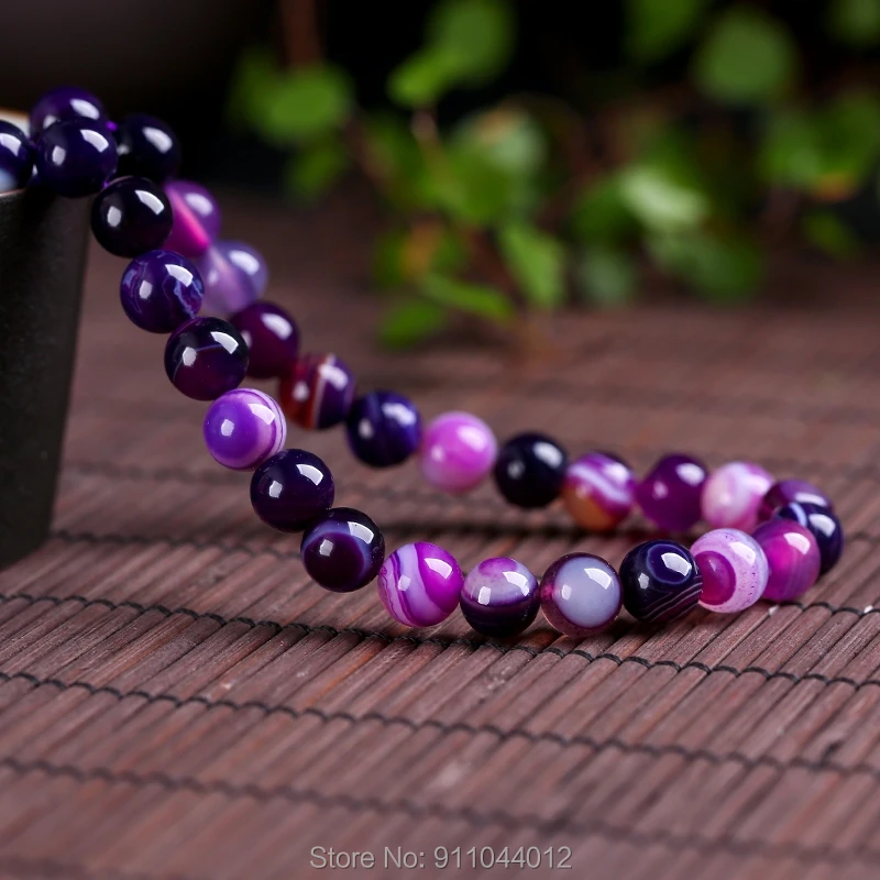 

Rose Purple Striped Onyx Agates Beads 7A Grade Natural Stone 4mm6mm 8mm 10mm12mm For Jewelry Making DIY Handmade