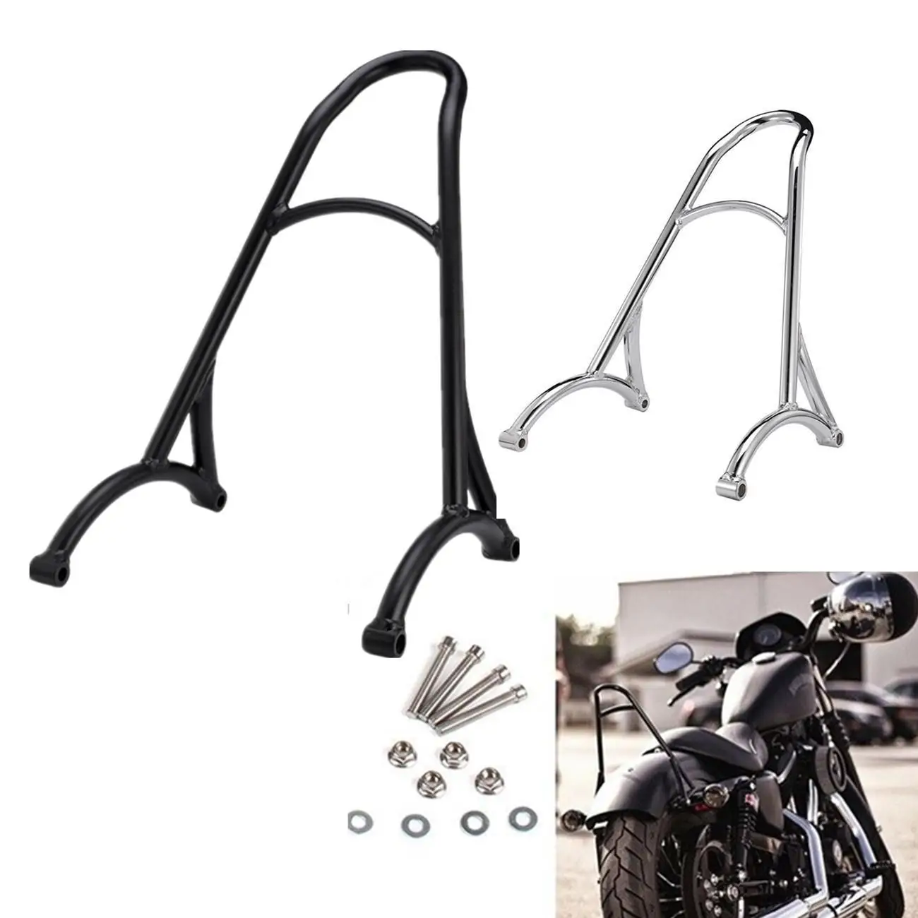 Motorcycle Parts Black/Chrome Short Passenger Sissy Bar Backrest For Harley Sportster XL Iron Nightster 883 1200 04-16 15