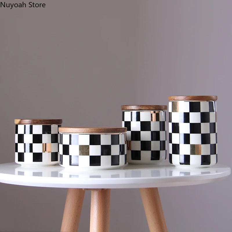 Геометрическая герметичная банка в скандинавском стиле керамическая для