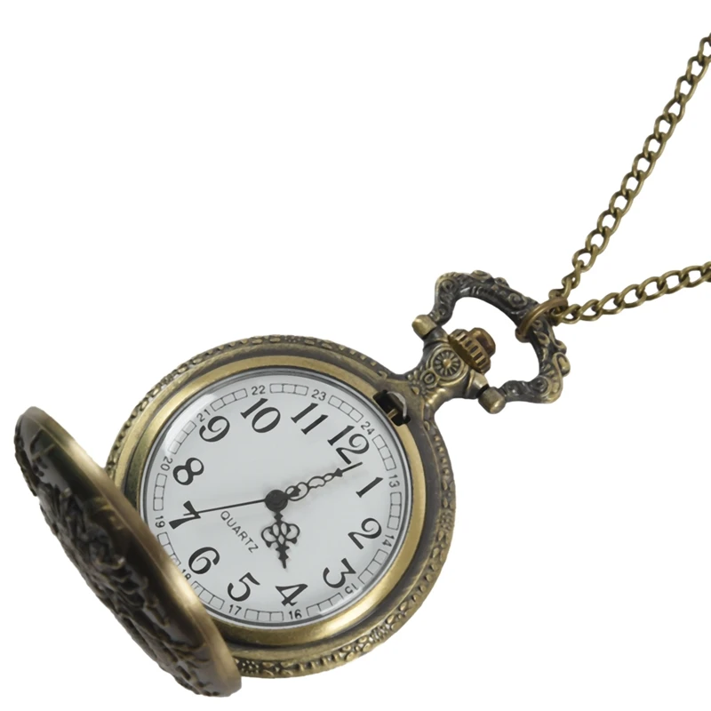 

Vintage Chinese Zodiac Dragon Pattern Pendant Pocket Watch Necklace Watch with Chain (Large)