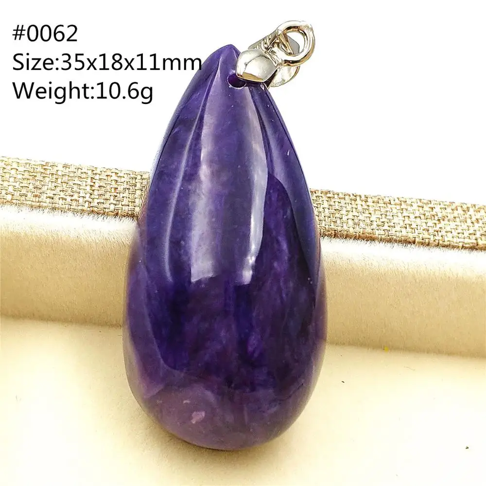 Genuine Natural Charoite Purple Gemstone Pendant Women Water Drop Fashion Necklace From Russia Jewelry AAAA | Украшения и