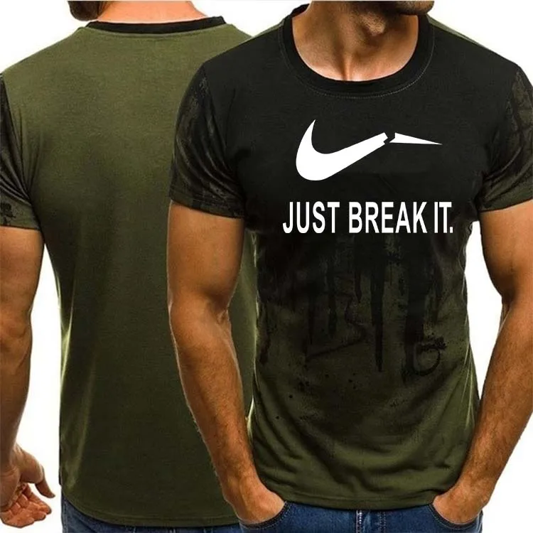 3D printing brand running T-shirt men's sports shirt short-sleeved O-neck striped print loose fitness | Спорт и развлечения