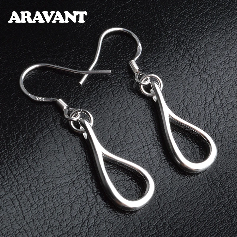 

925 Silver Hollow Water Drop Earrings For Women Wedding Engagement Jewelry
