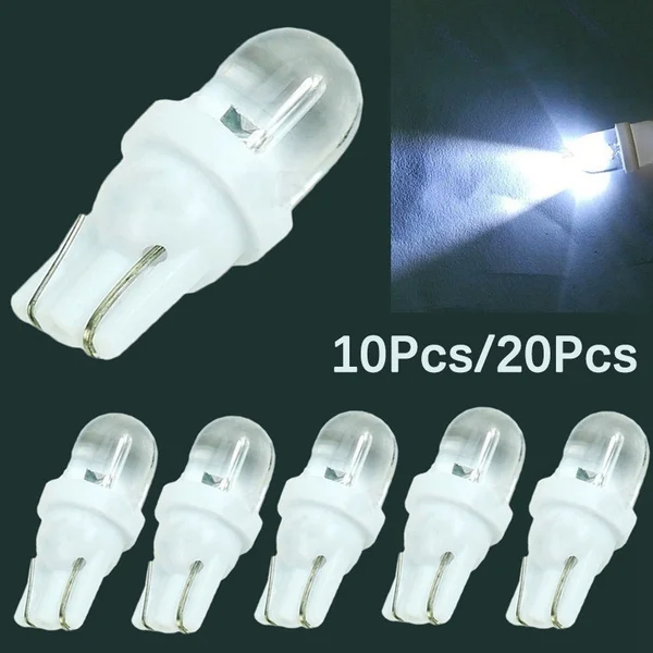 10Pcs T10 LED Car Light Bulbs 12V 5W T10 194 168 158 W5W 501 White Side Wedge Lamp Bulb a pair of t10 w5w lamp sockets