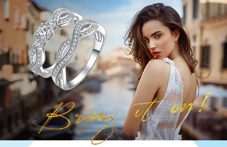 JewelryPalace Бесконечность 3 камня 1ct кубического циркония обещание обручальное Обручение кольцо свадебный 925 пробы серебро