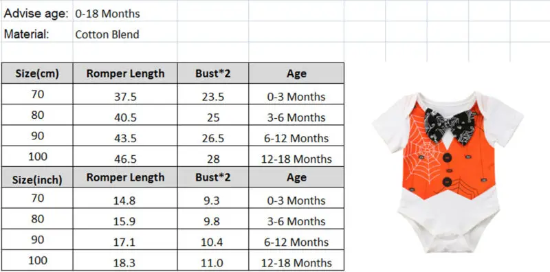 Одежда для маленьких мальчиков и девочек на Хеллоуин комбинезон с короткими