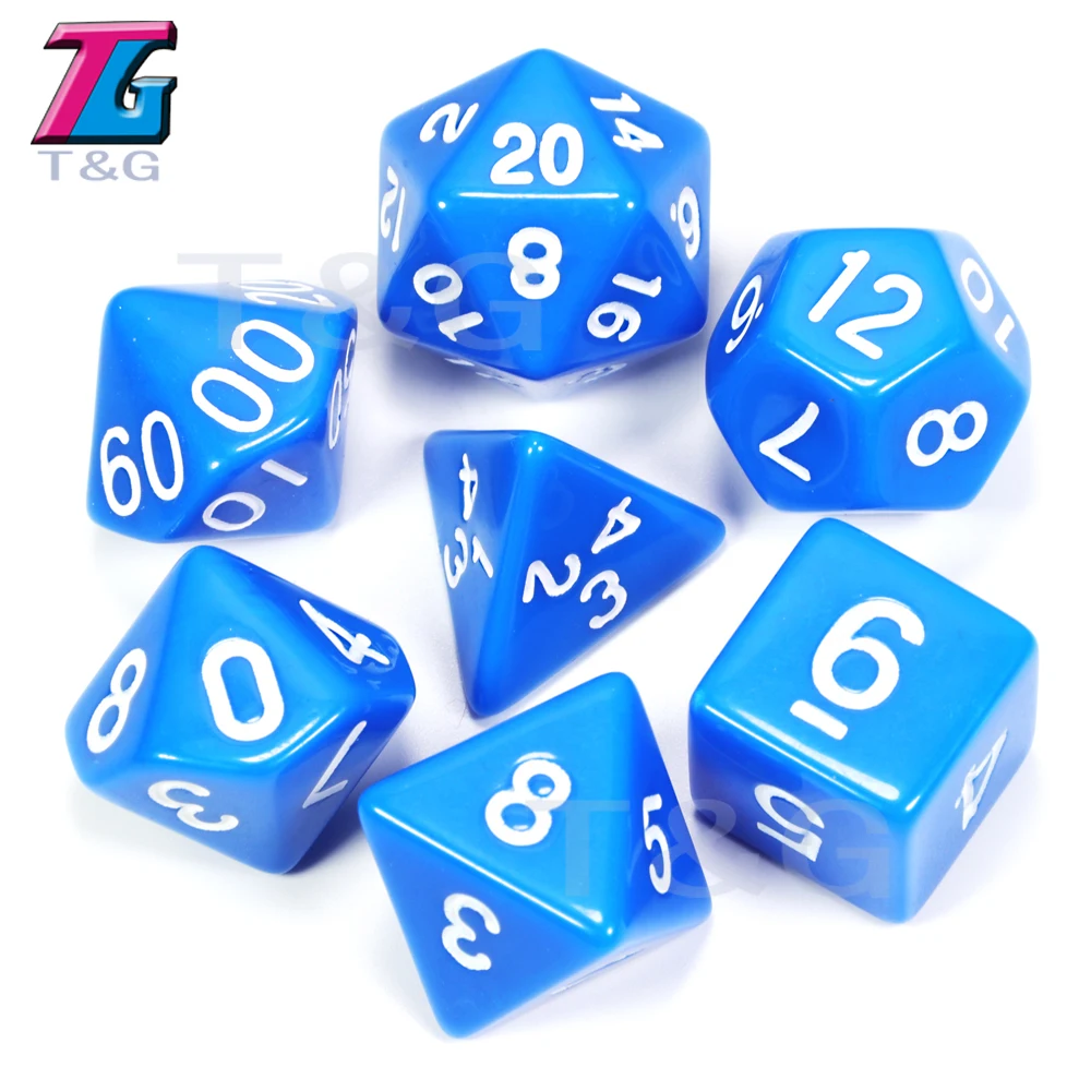 06 Blue Высокое качество 15 цветов 7 шт./компл. акриловые многогранные TRPG игры для Подземелья и Драконы непрозрачные D4-D20 мульти стороны кости поп для игры - Цвет: 06 Blue