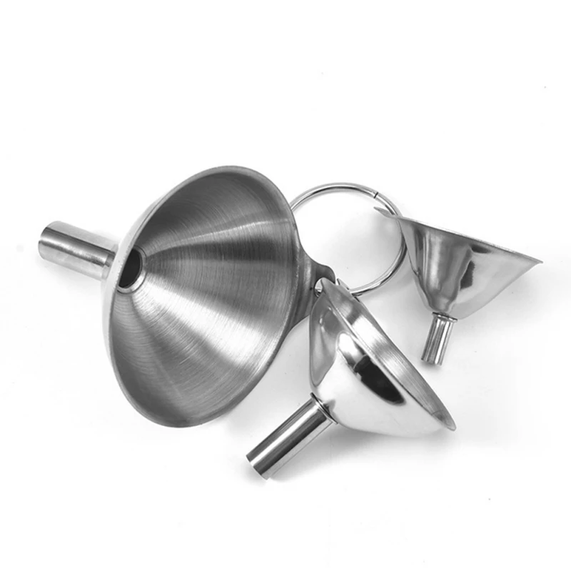 

NEW Kitchen Oil Liquid Funnel Stainless Steel Funnel Metal Funnel Practical Funnels In The Kitchen 3pcs
