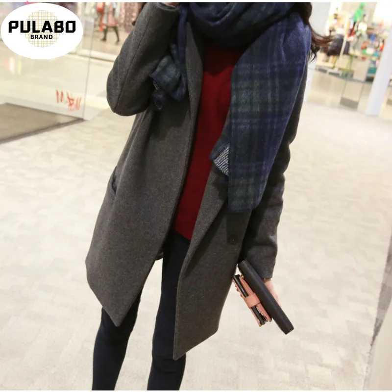 

2021 Spring Autumn Women's Wool Cashmere Coat New Fashion Long Woolen Jacket Slim Type Female Winter Wool Jackets Female Outwear