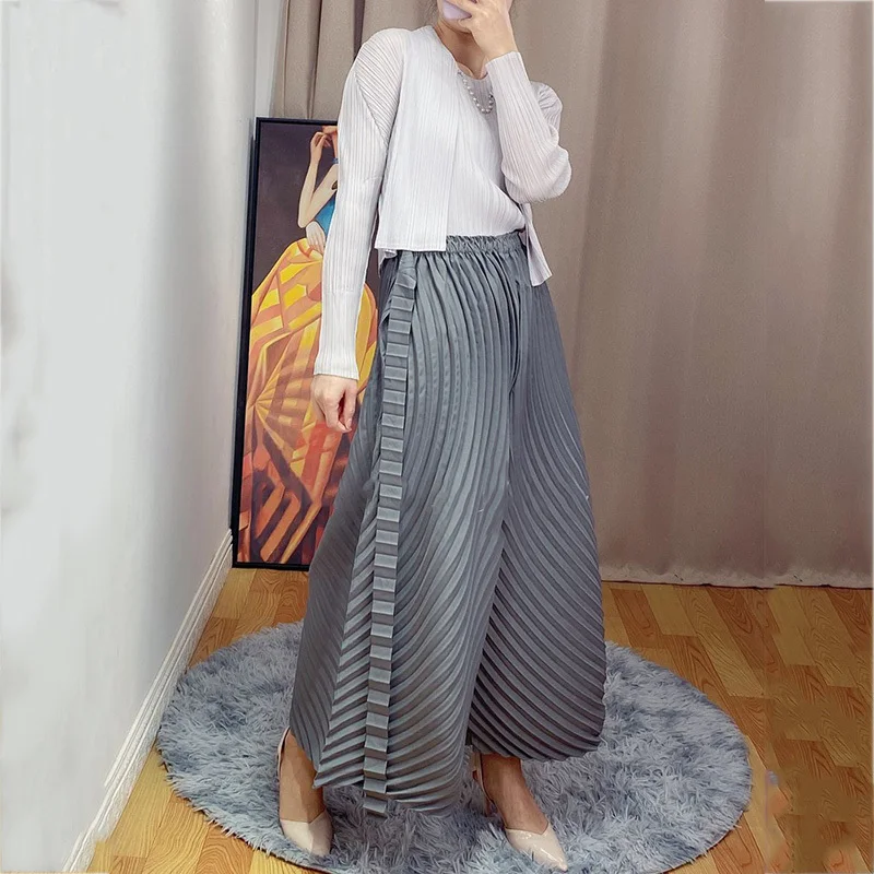 LANMREM High Elastic Waist Black Pleated Big Size Trousers New Loose Fit Pants Women Fashion Tide Spring Autumn 2021 2E1774