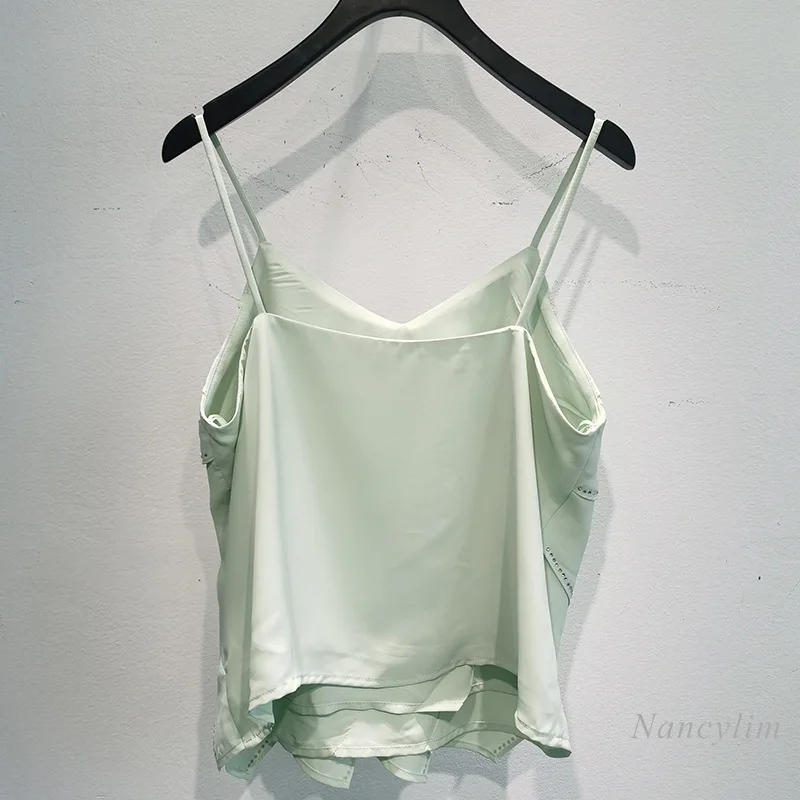 

Diamond Camisoles Women 2021 Spring and Summer New Rhinestone Spaghetti-Strap Camis Top Female Tanks