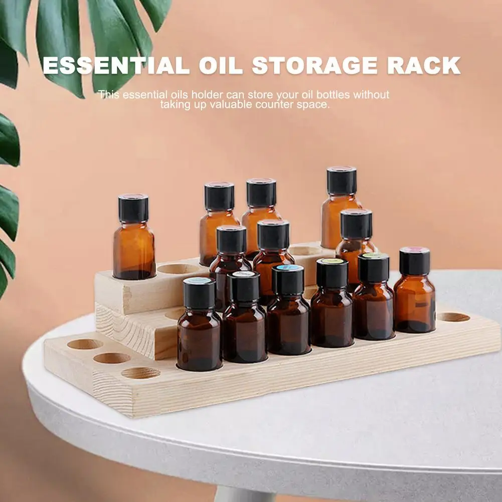 

23 Slots Essential Oil Display Stands Wooden Essential Oil Tray Organizer Cosmetic Organizer Bottles Rack Holder Display
