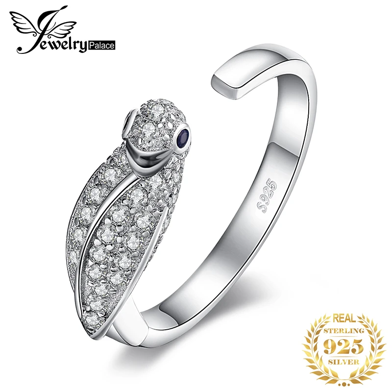 JewelryPalace создан синий сапфир Попугай Птицы регулируемое Открытое кольцо 925 пробы серебро Для женщин вечерние ювелирных украшений новое поступление