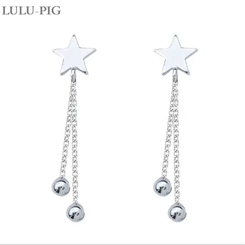 Женские длинные серьги LULU-PIG простые японские и корейские с кисточками 925 пробы 9