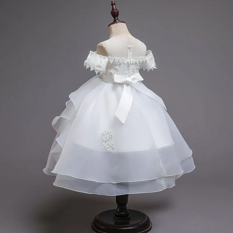 Платье с бусинами и открытыми плечами для девочек на день рождения|Цветочные