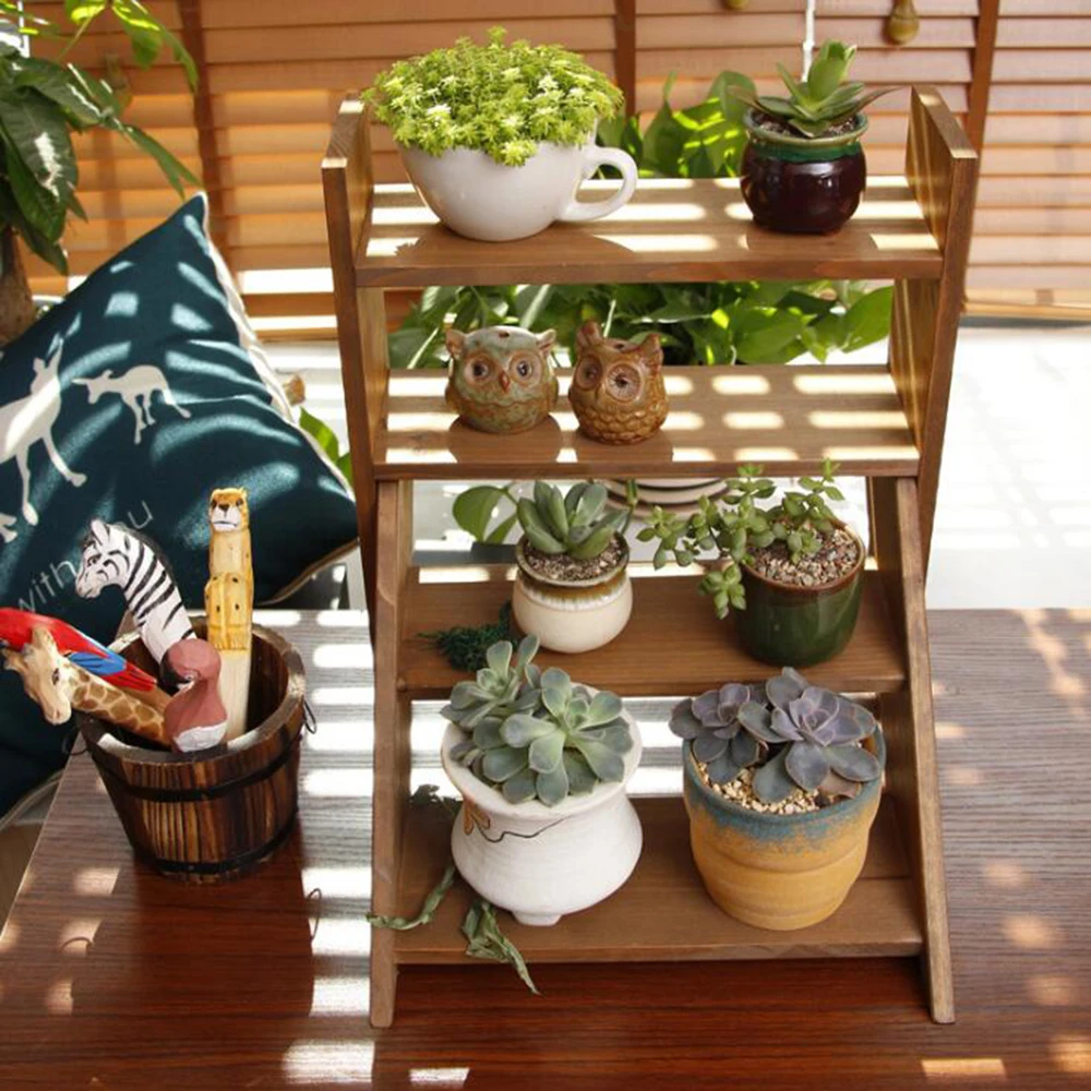 new wood flower shelf rack home floor-style living room green flower pot shelf multi-layer indoor flower stand Desktop flower s