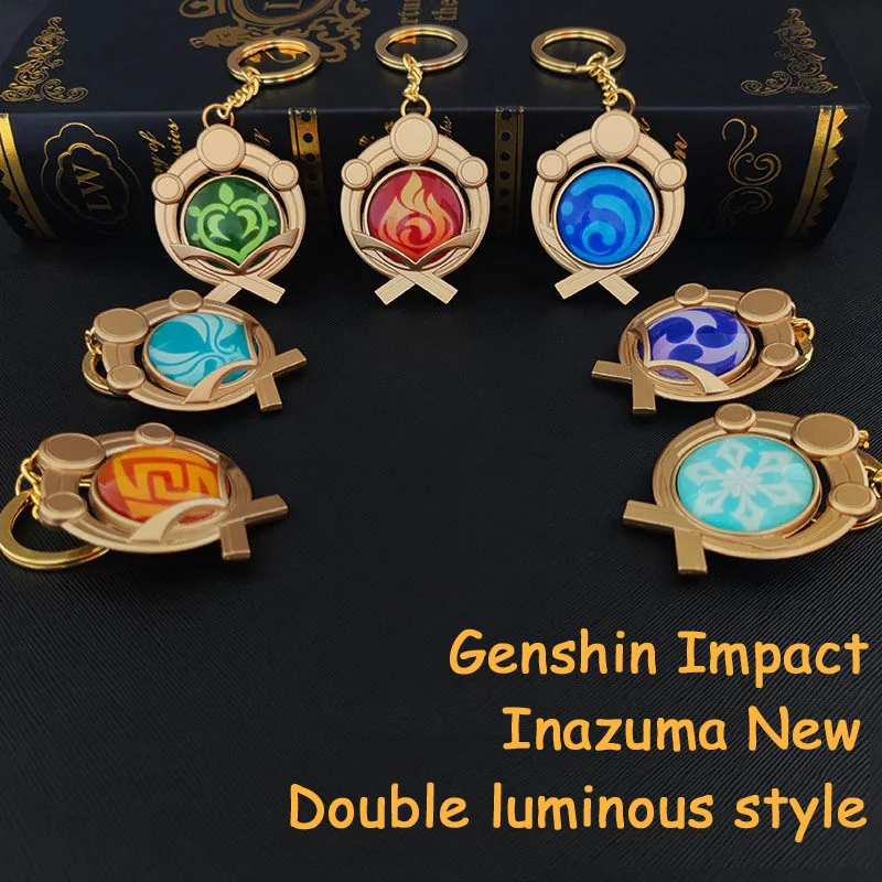 

Anime Genshin Impact Keychain Element Vision God's Eye Mondstadt Liyue Snezhnaya Inazuma Accessories Bag Pendant Key Chain Gifts