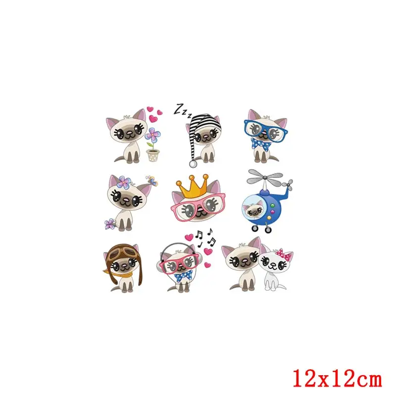 Симпатичные патчи с рисунком мультяшного кота для одежды виниловые наклейки