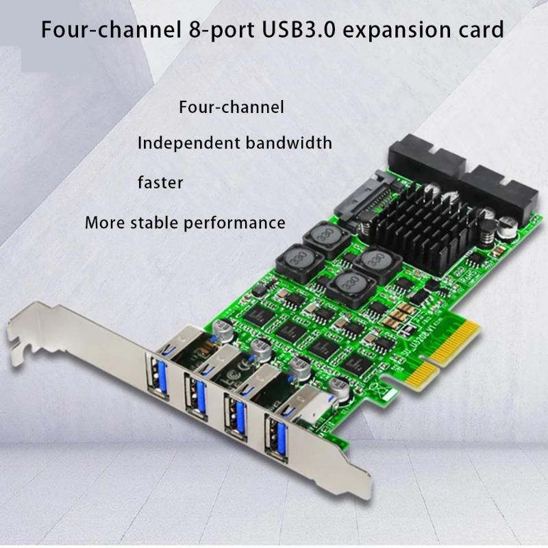 8-Port PCI-E to USB 3.0 PCI Express Expansion Card PCIE Card Super Speed Up to 100M/S, No extra Power Connector Drop shipping