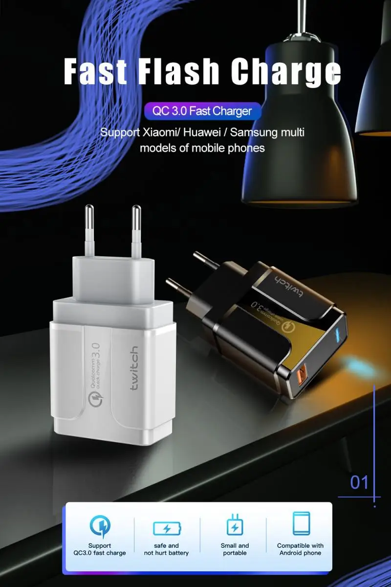 

18W USB Charger QC3.0 Quick Charge 3.0 QC Fast Wall Charger For Samsung S10 Xiaomi IPhone Huawei Mobile Phone Charger