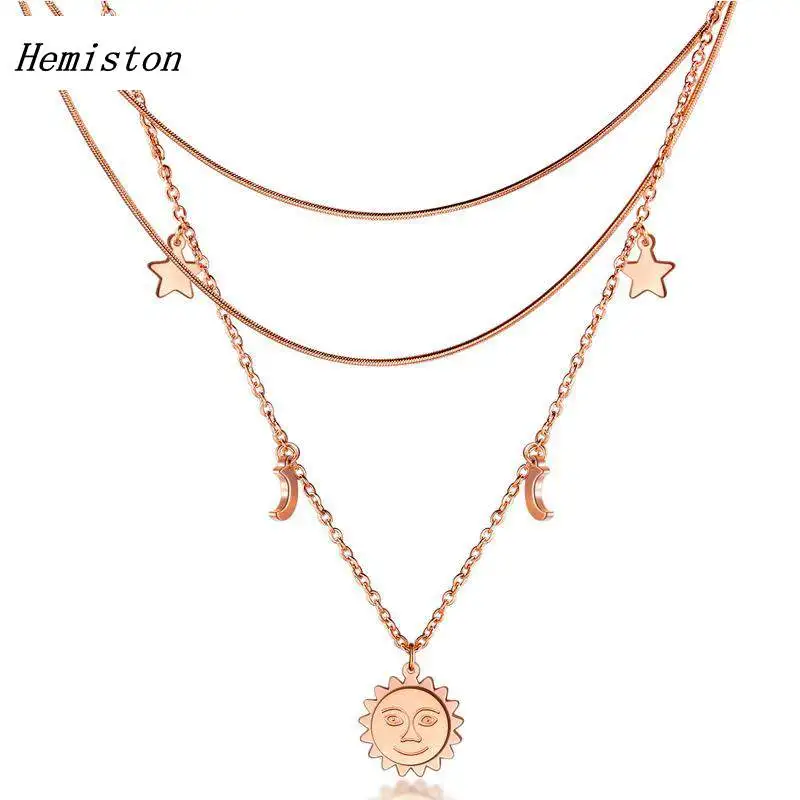 Hemiston круглый срез многослойное ожерелье звезда луна костюм с изображением Луны и