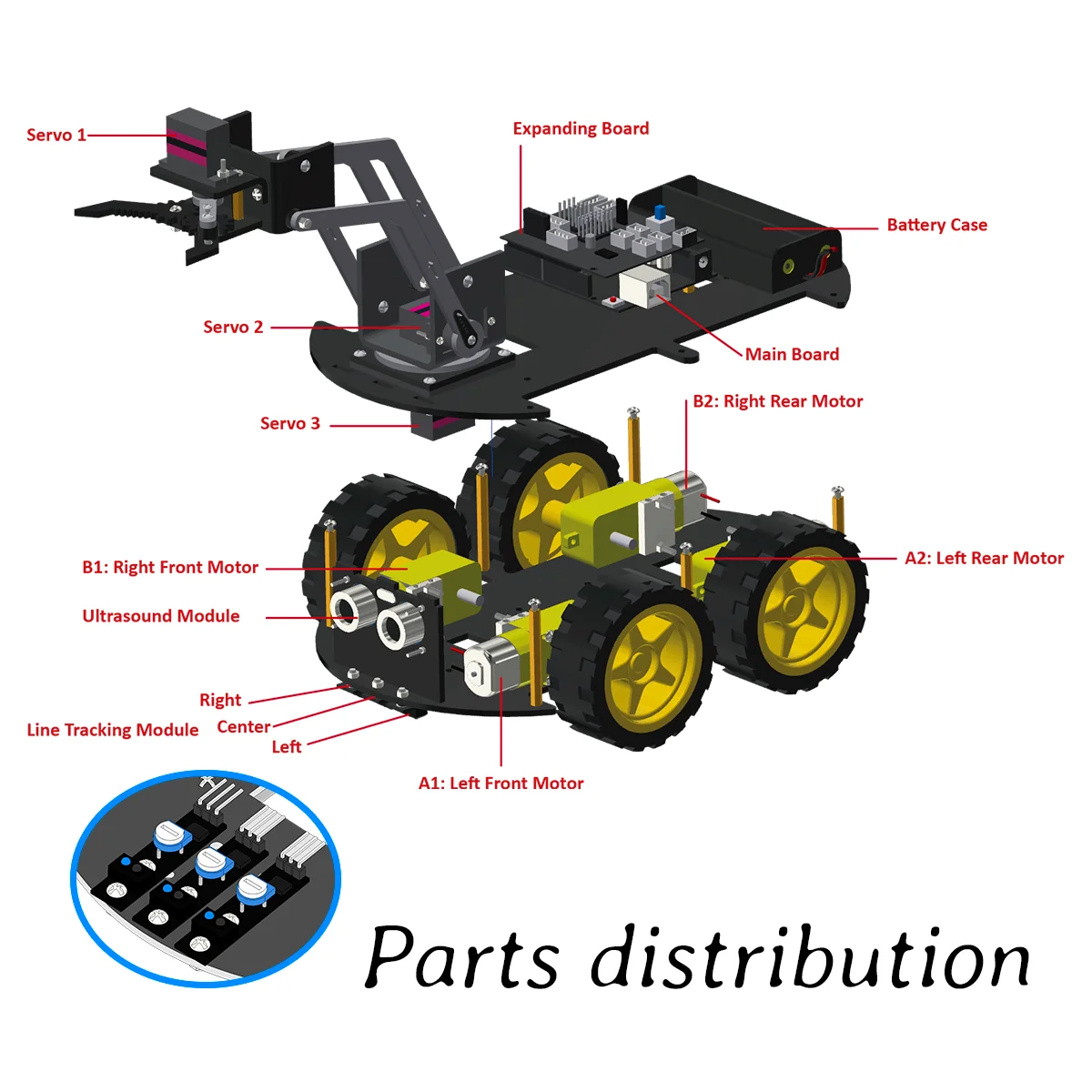 Механический робот LAFVIN 4WD автомобильный комплект Arm для Arduino робот-автомобиль