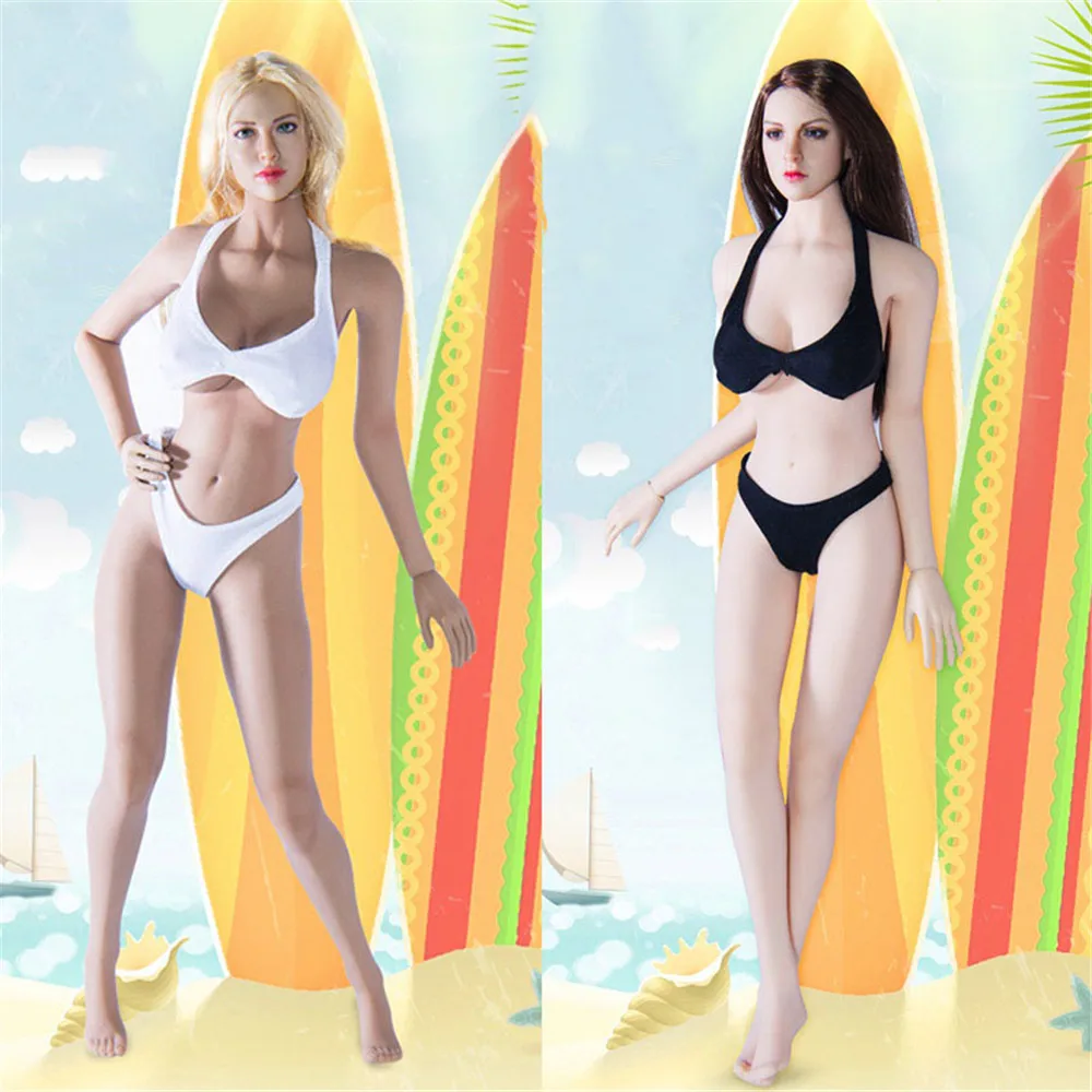 

Handmade 1:6 Female Figure Sexy Bikini Set Women Leather Black/White Bikini Clothes For 12 Inches Action Figure Dolls