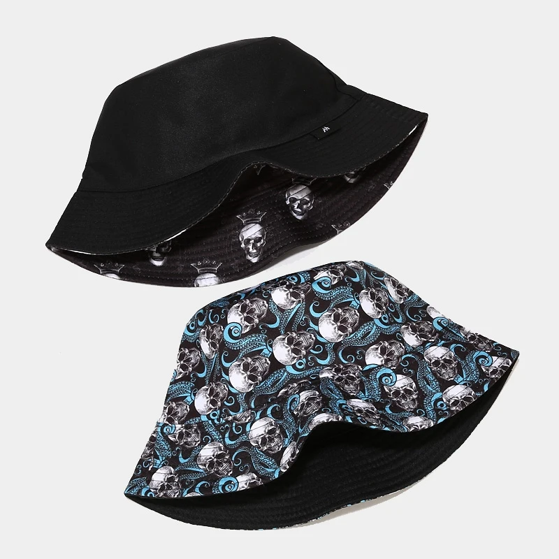 

Skull Hat Full Printing Bucket Hat Reversible Fisherman Caps Summer Hats