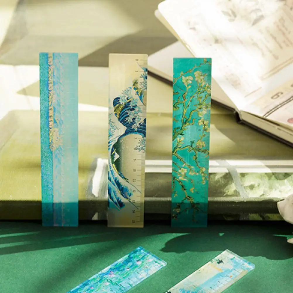 

15cm Retro Art Oil Painting Style Measuring Acrylic Korean Accessories Ruler Aesthetic Stationery Journal P2K5