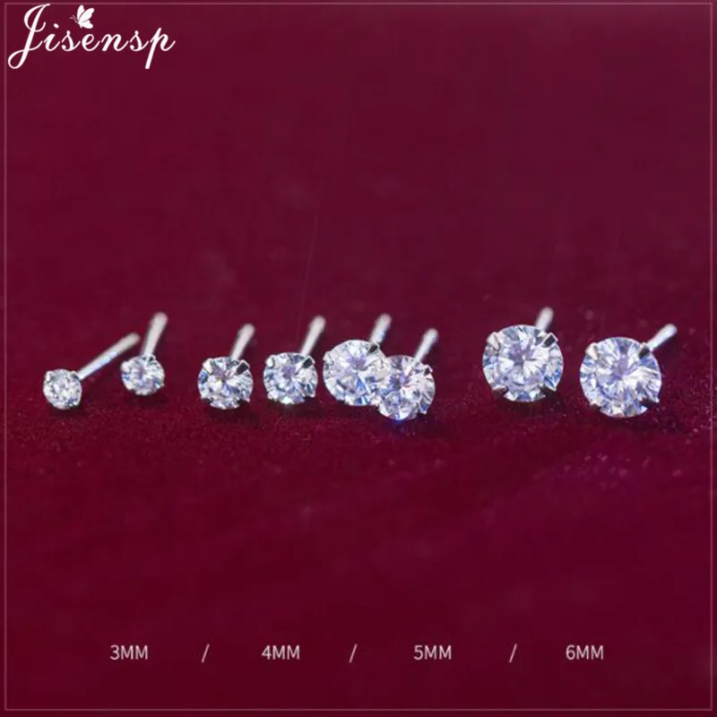 

3/4/5/6mm 925 Sterling Silver Small Zircon Crystal Stud Earrings for Women Girls Kids Mini Piercing Earings Jewelry Pendientes