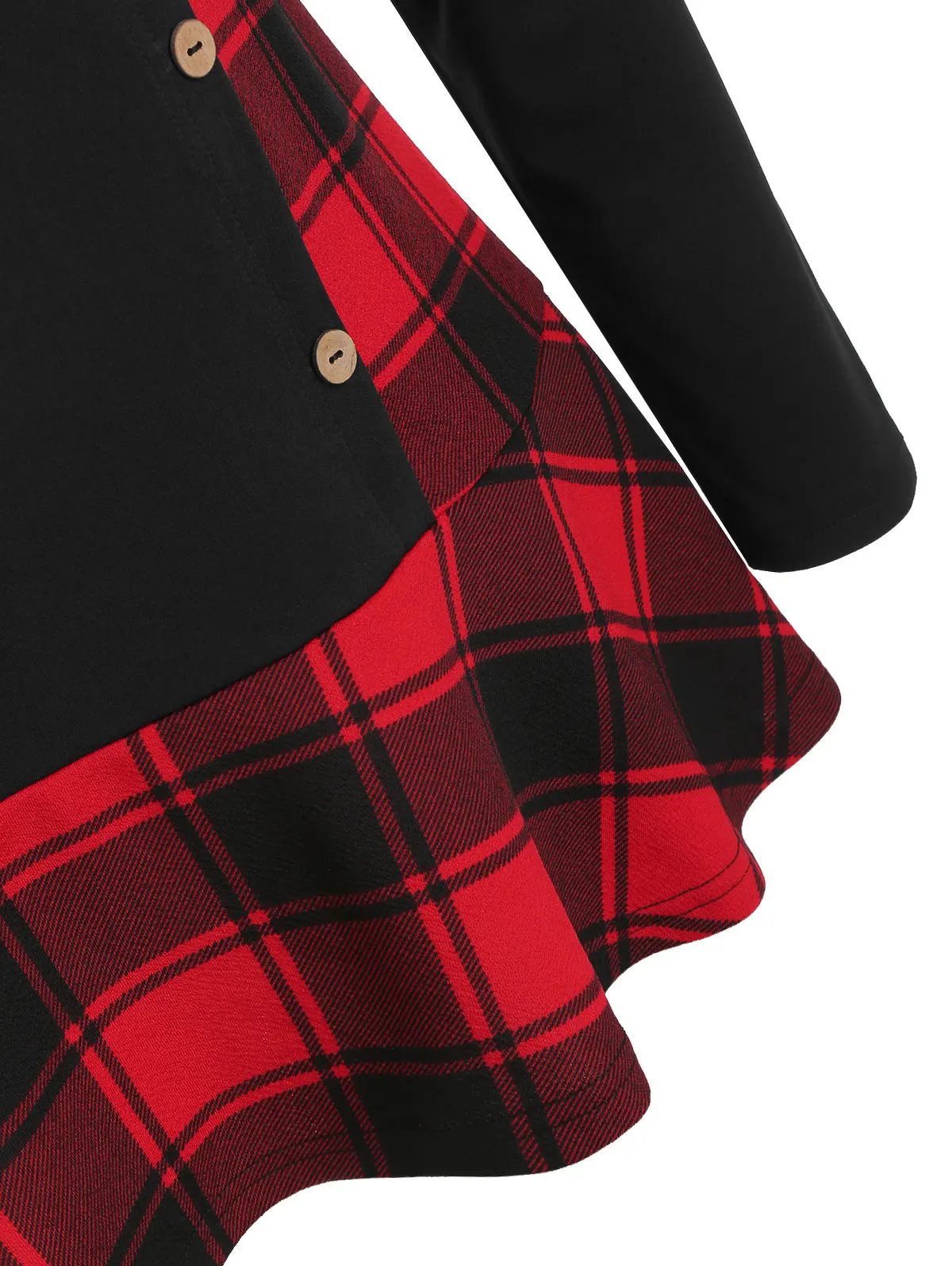ROSEGAL Plus Size Raglan Sleeve Plaid Flounced T-shirt Scoop Neck Button Women Tops 2019 Classic Vintage Tees Autumn | Женская одежда
