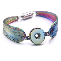 high quality snap jewelry colorful magnetic metal 18mm snap button bracelet bangle for women interchangeable charm bracelet
