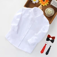 shirts kids boys girls solid with tie teenager shirts kids tops tee shirts casual white blouse student uniform children clothes
