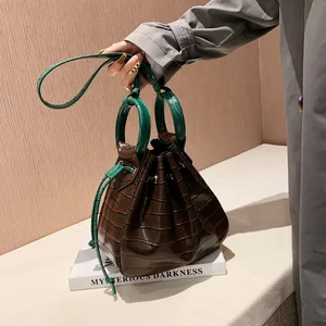 diinovivo vintage bucket bags for women crossbody bags crocodile design female wristlets bag drawstring shoulder bag whdv2018 free global shipping